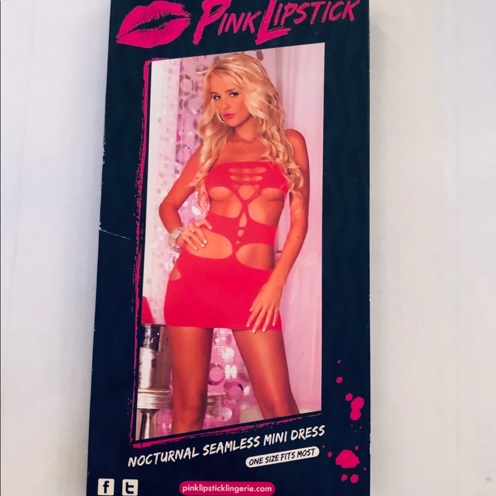 Pink Lipstick Seamless Red Mini Dress Party Wear